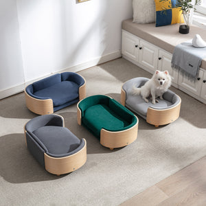 Scandinavian Style Elevated Dog Bed Pet Sofa With Solid Wood Legs