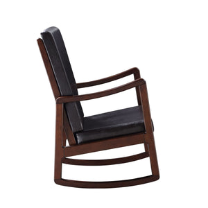 Raina Dark Brown Synthetic Leather & Espresso Finish Rocking Chair