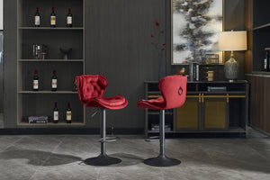 Set of 2 Bar Stools with Powder Footrest and Base
