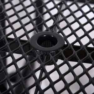 Square Outdoor Steel Picnic Table, With Umbrella Pole