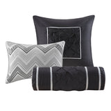 7 Piece Tufted Comforter Set Grey Full