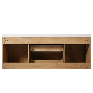 Double Sink Bathroom Vanity Soft Close Doors, Divided Drawers, Wall Mounted - Wood