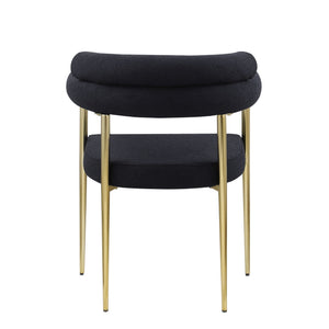 Dining Chairs (Set of 2), Mid-Century Modern Dining Chairs, Kitchen Dining Room Chairs, Round Boucle Backrest Sherpa Dining Chair With Brushed Metal Legs
