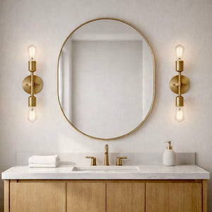 Reverie - Double Lights Bathroom Wall Sconce Over Mirror - Clear / Gold
