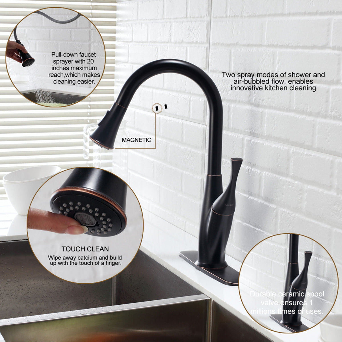 Kitchen Faucet With Pull Out Sprayer - Oil-Rubbed Bronze