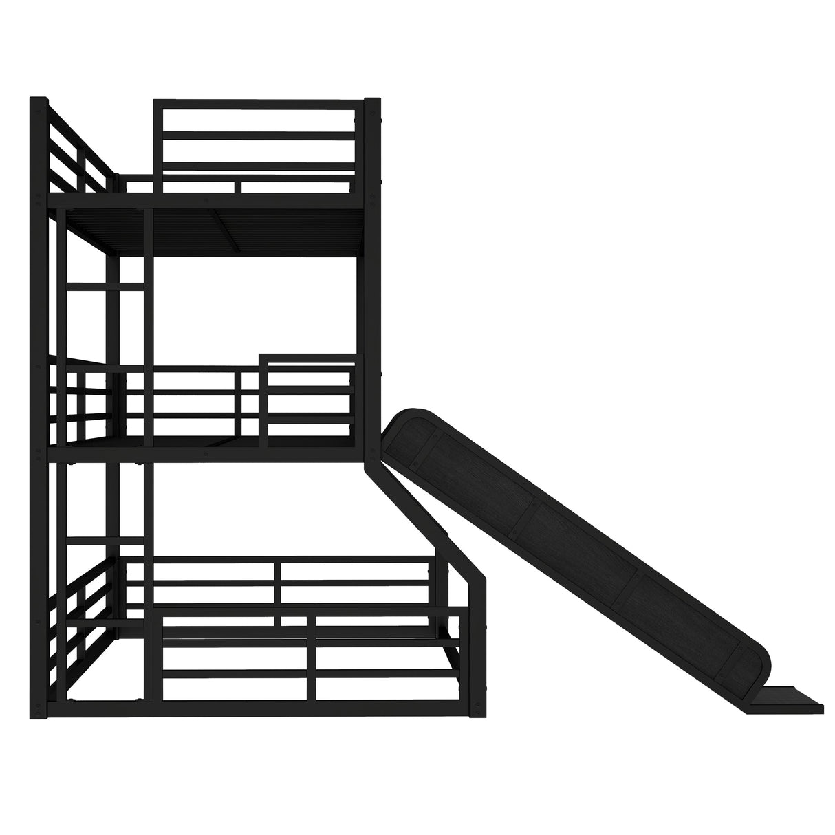 Twin Over Twin Over Full Bunk Bed with Slide