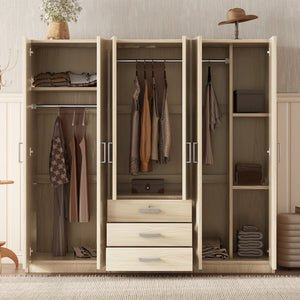 6-Doors Wooden Wardrobe Storage for Bedroom
