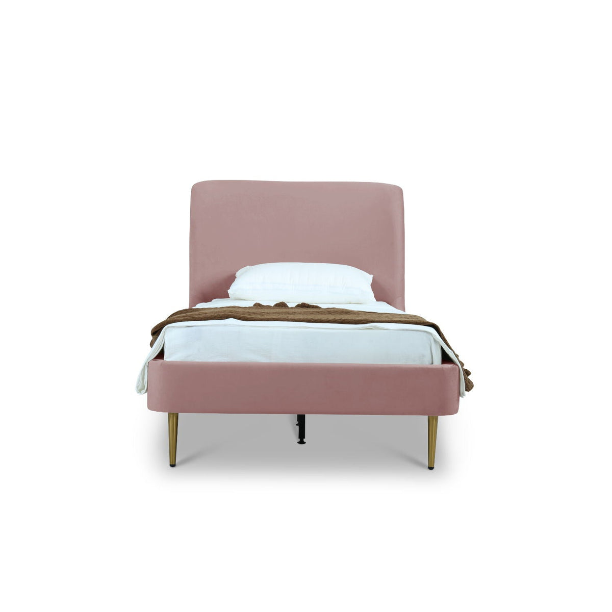 Mid-Century Modern Upholstered Bed With Curved Headboard