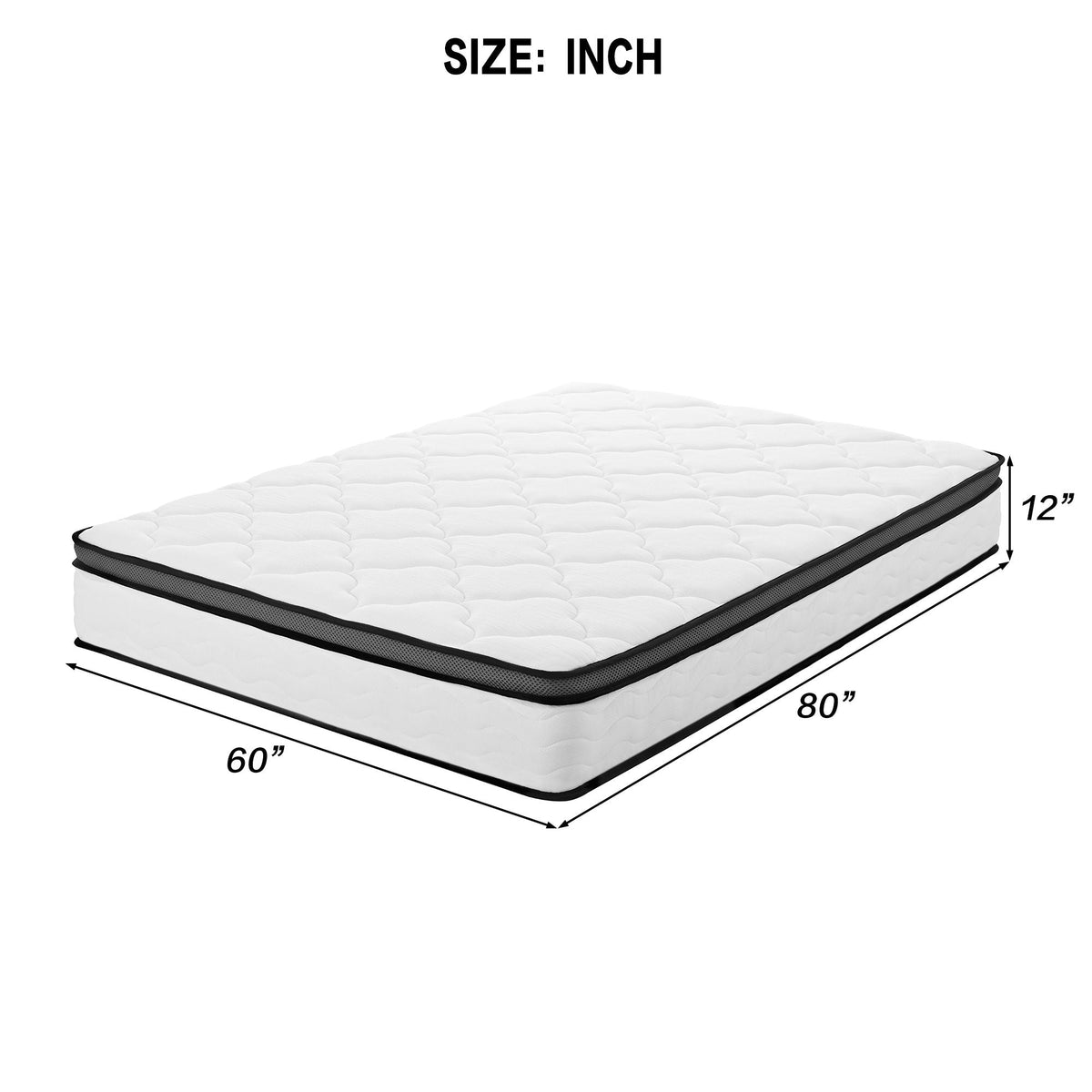 12" Hybrid Mattress With Pocket Coils And Memory Foam, Medium Firm