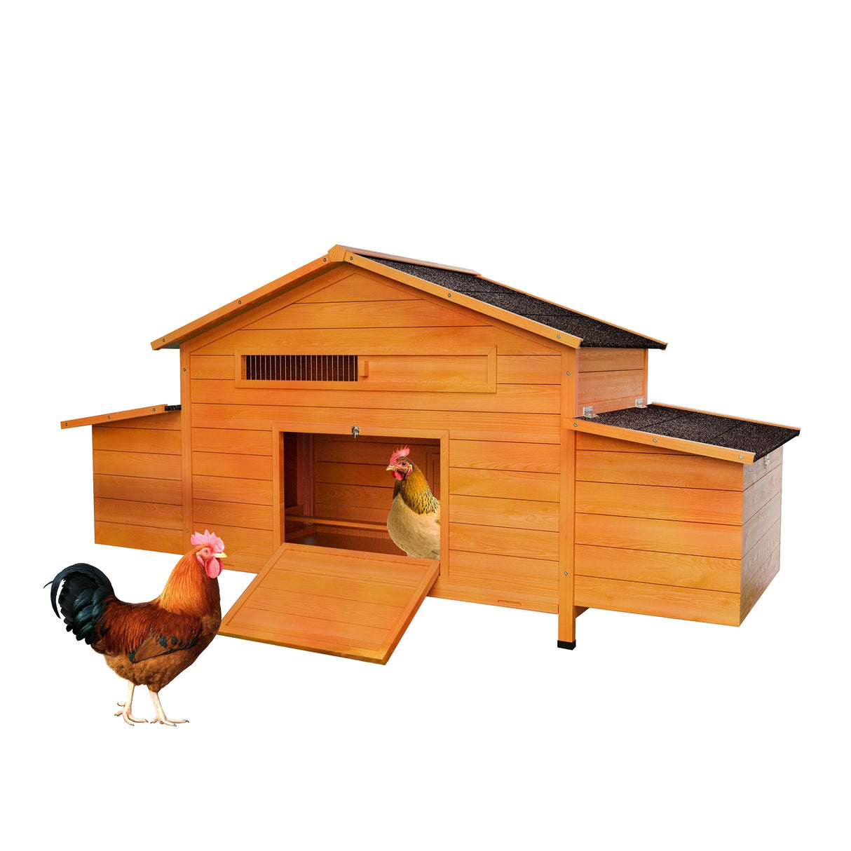 Large Wooden Chicken Coop with Nesting Box and Ventilated Hen House