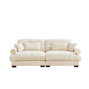 Modern Sofa With Bolstered Armrests And Pillows