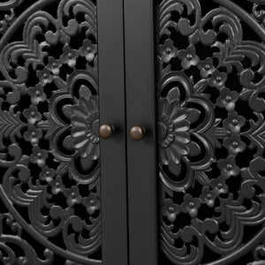 60" Antique Buffet Cabinet with Floral Carvings