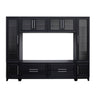 Modern Entertainment Center with Fluted Glass Doors - White or Black