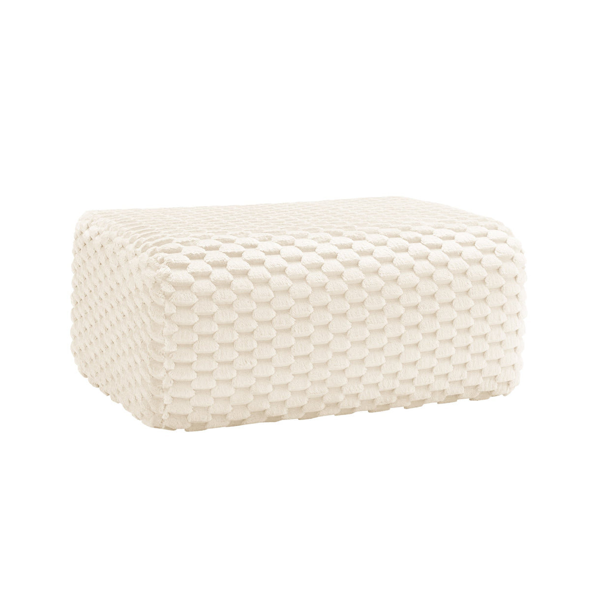 Flannelette Fabric Ottoman - White