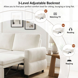 Convertible Sofa Bed Loveseat With Adjustable Backrest And USB Ports
