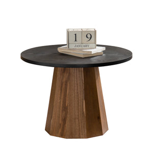 Round Coffee Table - Sturdy Pedestal Wooden Tea Table for Living Room