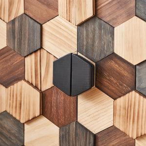 Distressed Storage Cabinet with Honeycomb Pattern