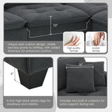 Leland Suede-Tufted L-Shaped Sectional With Ottoman