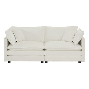 Sofa Set of 2 Chenille Couch, 2+3 Seater Sofa Set Deep Seat Sofa, Modern Sofa Set for Living Room, White Chenille