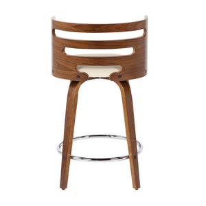 Cosini - Mid Century Modern Fixed Height Counter Stool With Footrest With Swivel (Set of 2)