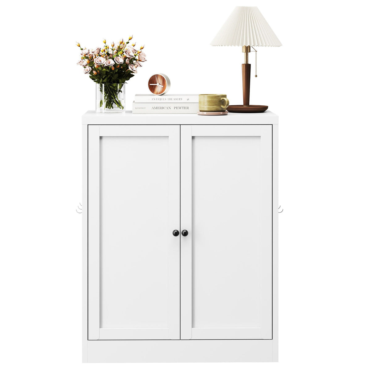Pantry Cabinet With Adjustable Shelves Freestanding Kitchen Storage Organizer - White