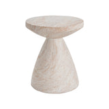 Elegant Travertine Finish Indoor/Outdoor Lightweight Concrete Side Table Beige 18x18x20.25 inches