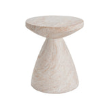 Elegant Travertine Finish Indoor/Outdoor Lightweight Concrete Side Table