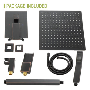 Modern Shower System With Waterfall Tub Spout, 12" Ceiling Mount Square Shower