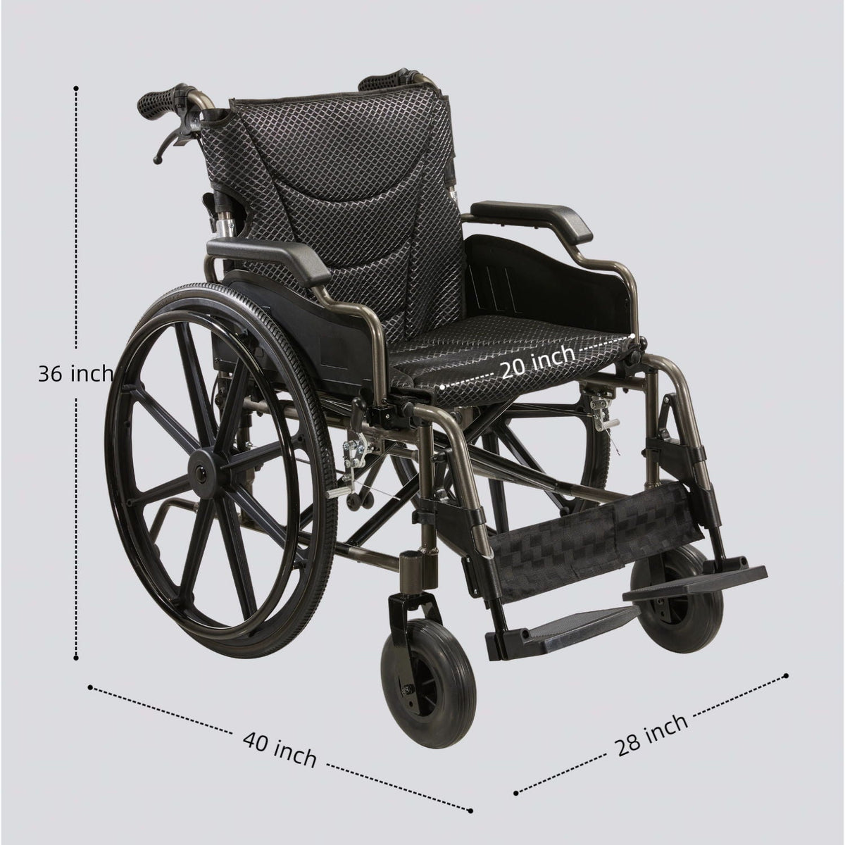 Lightweight Foldable Transport Wheelchair with Double X Force Support - Pearl Silver or Gray