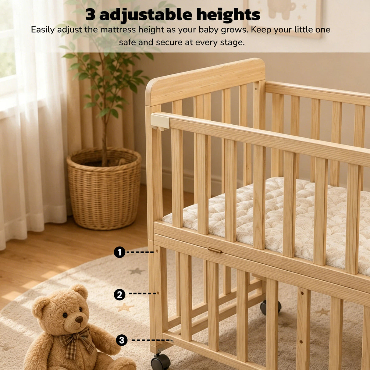 Solid Wood Baby Bassinet
