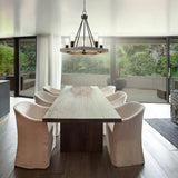 Catalina 24"W 5-Light Country Rustic Pentagon Tray Chandelier, Faux Wood Finish with Matte Black Accents