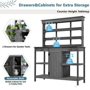 TOPMAX 66'' Large Outdoor Farmhouse Wooden Potting Bench Table