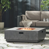 Modern Square Iron Fire Pit 50,000 BTU Stone Gray 39-Inch