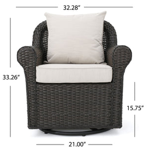 Amaya Outdoor Swivel Rocker Chair with Water Resistant Cushions - Brown / Beige