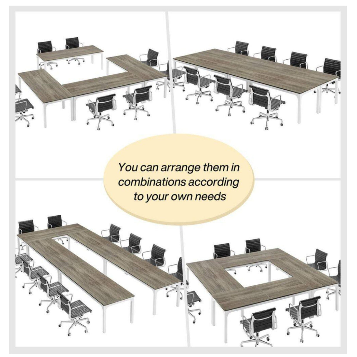 Extra Long 2 Person Computer Desk With, Collaborative Workstation For Home Office - White / Oak