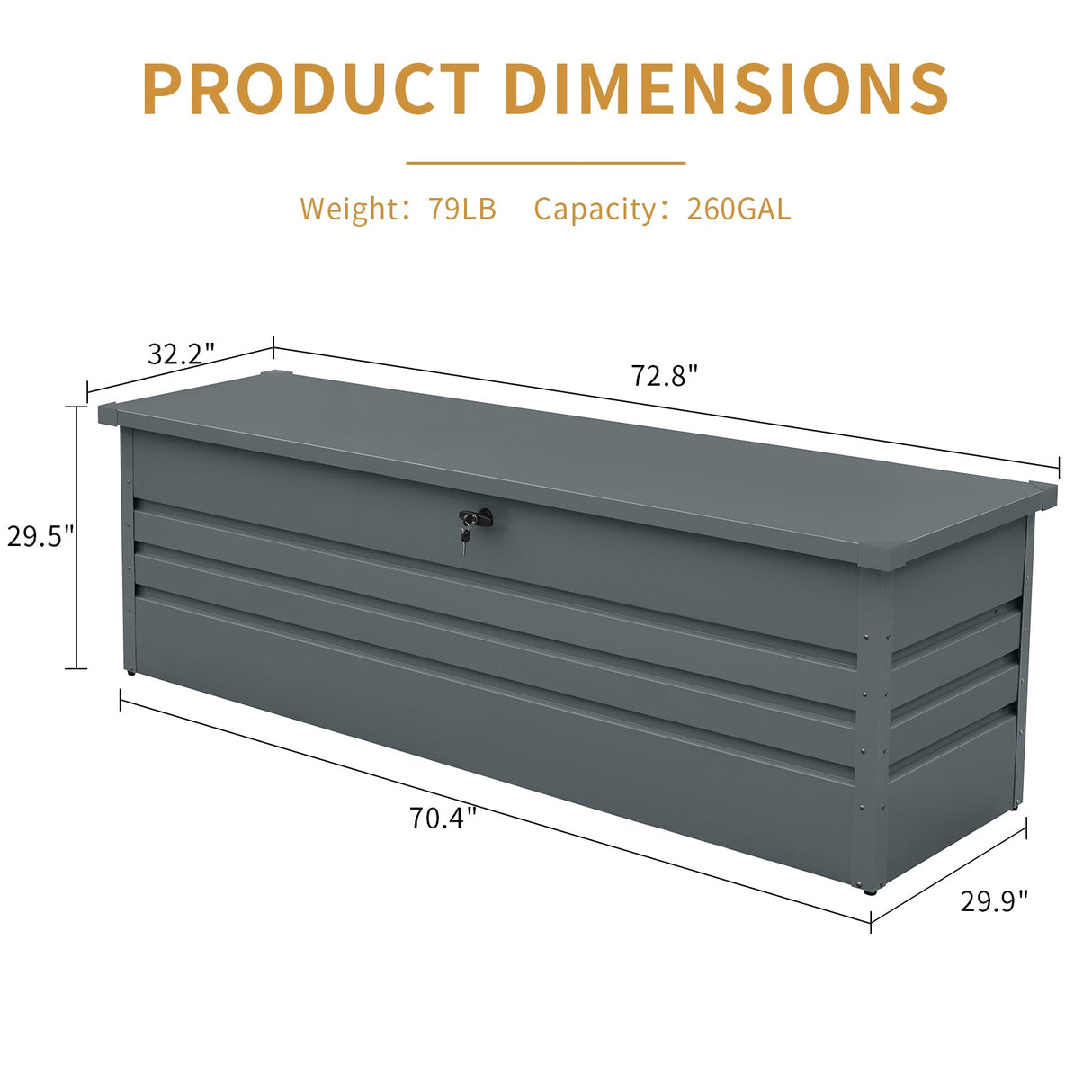 260 Gallon Metal Outdoor Deck Box