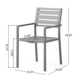 Outdoor Modern Aluminum Dining Chair (Set of 2), Gun Metal Gray