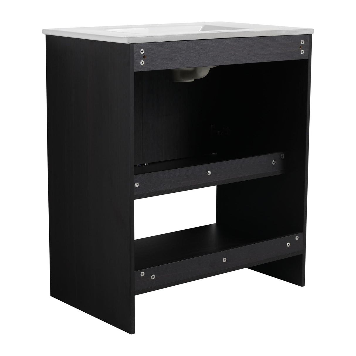 Modern Bathroom Vanity With Ceramic Sink, Freestanding Cabinet, Soft Closing Doors