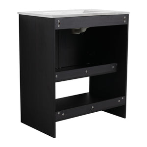 Modern Bathroom Vanity With Ceramic Sink, Freestanding Cabinet, Soft Closing Doors