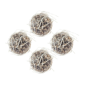 D6" Iced Twig Ball - Set of 4 Christmas Ornaments