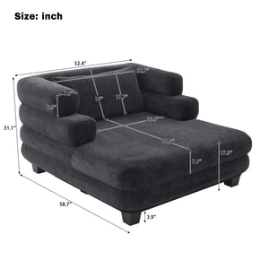 Oversized Chaise Lounge Sofa Bed with Deep Seat and Layered Armrests