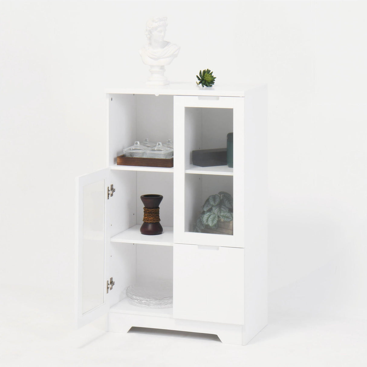 Modern Cabinet With Glass Doors And Drawer
