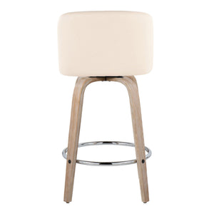Toriano - Modern Design Fixed Height Counter Stool With Swivel With Round Footrest (Set of 2)