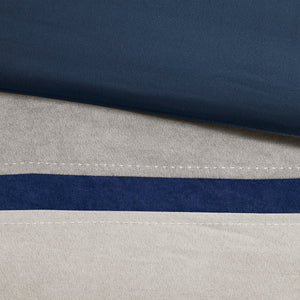 7 Piece Faux Suede Comforter Set Blue King