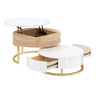 Modern Round Nesting Coffee Tables with Lift-Top and 2 Drawers - White or Black