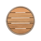 Outdoor Rope Chaise Lounge Set with Adjustable Backrest and Teak Look Side Table