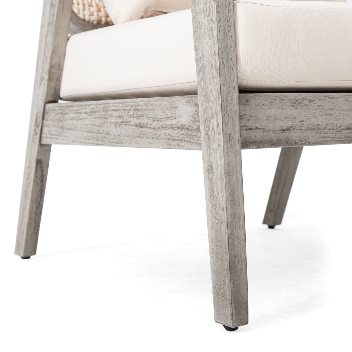 Set of 2 Outdoor Acacia Wood Patio Club Chairs with Cushions