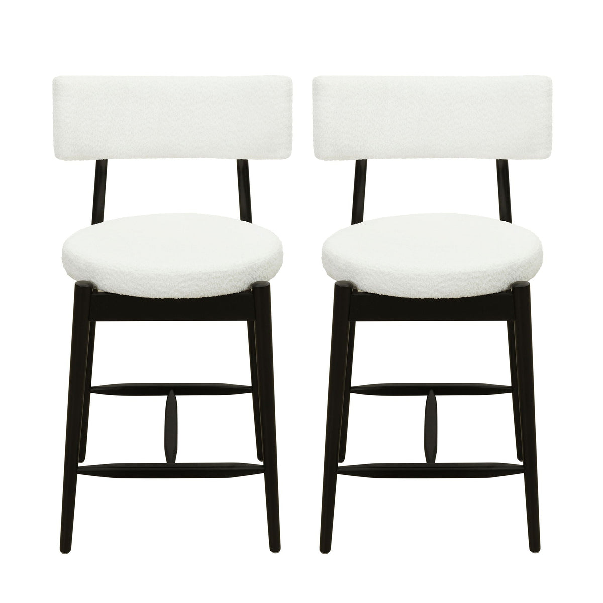 Mid Century Modern Counter Stools, Fabric Upholstered Chairs