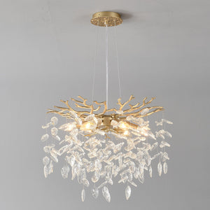 6-Light Chandelier Crystal Ceiling Lamp - Gold Finish