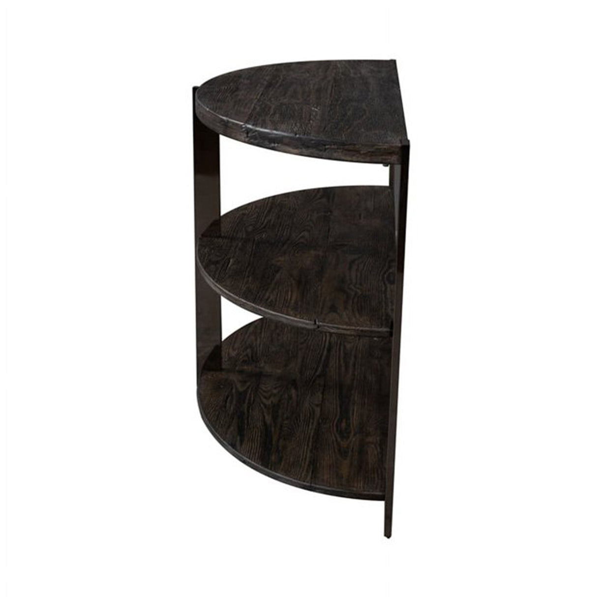 Kalne Console Table Half Moon Shape with 2 Open Shelves